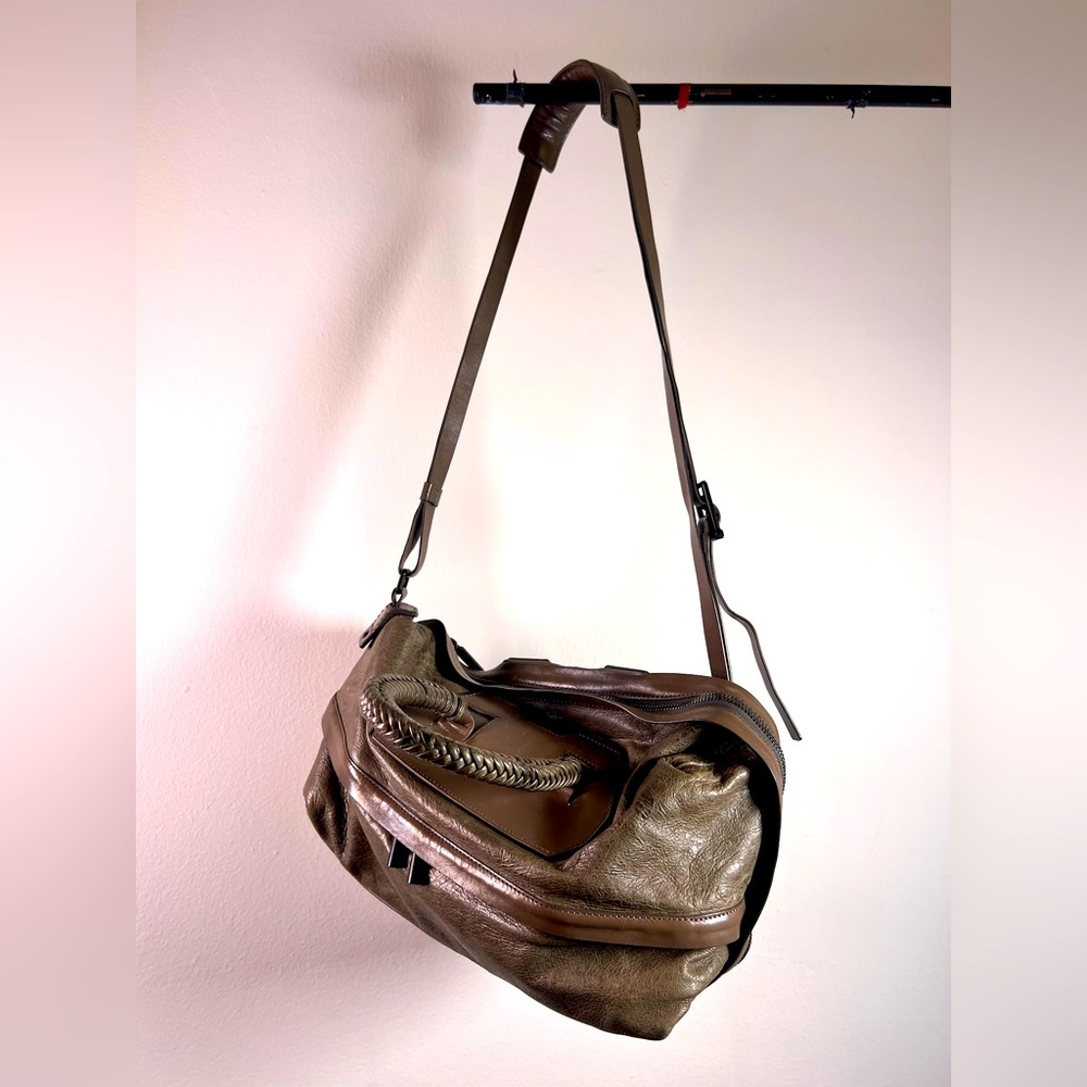 Vintage Helmut Lang 90’s Leather Bag with Woven Handles